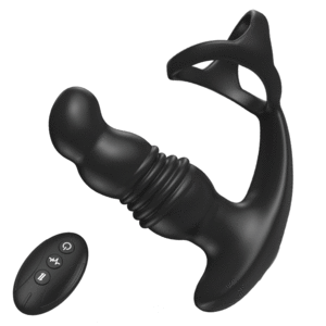 Bestvibe 2 in 1 3 Thrusting 7 Vibrations Anal Massager with Cock Ring