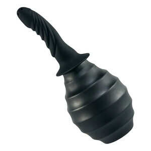Bestvibe Black Curved Tip Ribbed Bulb Anal Douche