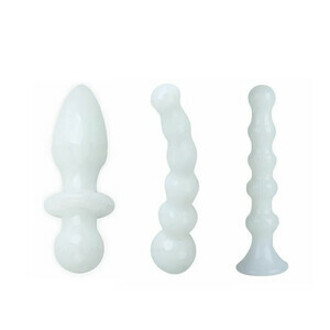 White Jade - Different Shapes Anal Plugs Set of 3