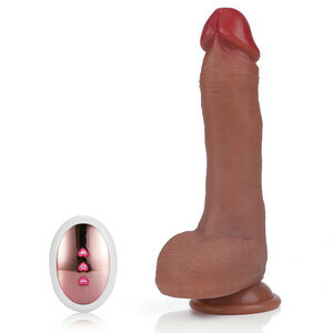 Remote Thrusting Shake Vibrating Realistic Dildo with Balls 8.50 Inch
