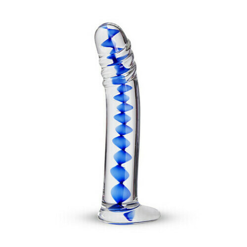 Bestvibe Frozen Sapphire Spiral Glass Dildo 6.18 Inch