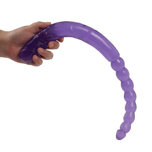 Bestvibe  Purple Double-ended Manual Anal Beads and Glans 2 in 1 Dildo 18.5 Inch
