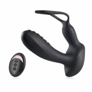 10 Vibrations Heating Function Versatile Anal Plug with Dual Cock Ring