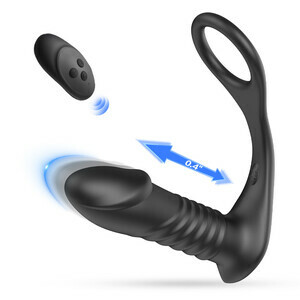 【HOT-sale: ship on Aug.15】10 Thrilling Vibration 3 Thrusting Silicone Remote Control Cock Ring Anal Vibrator